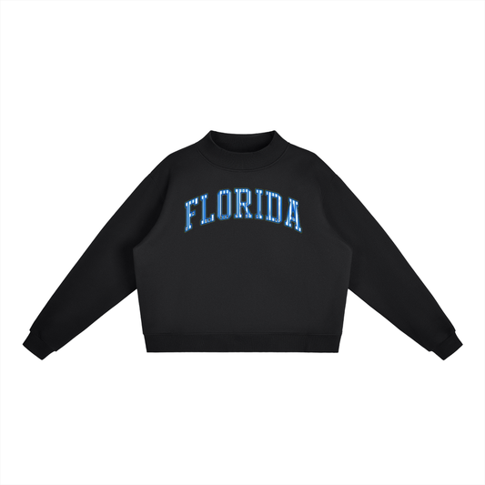Florida Blue Stripes Fleece Mock-Neck Crew Sweatshirt