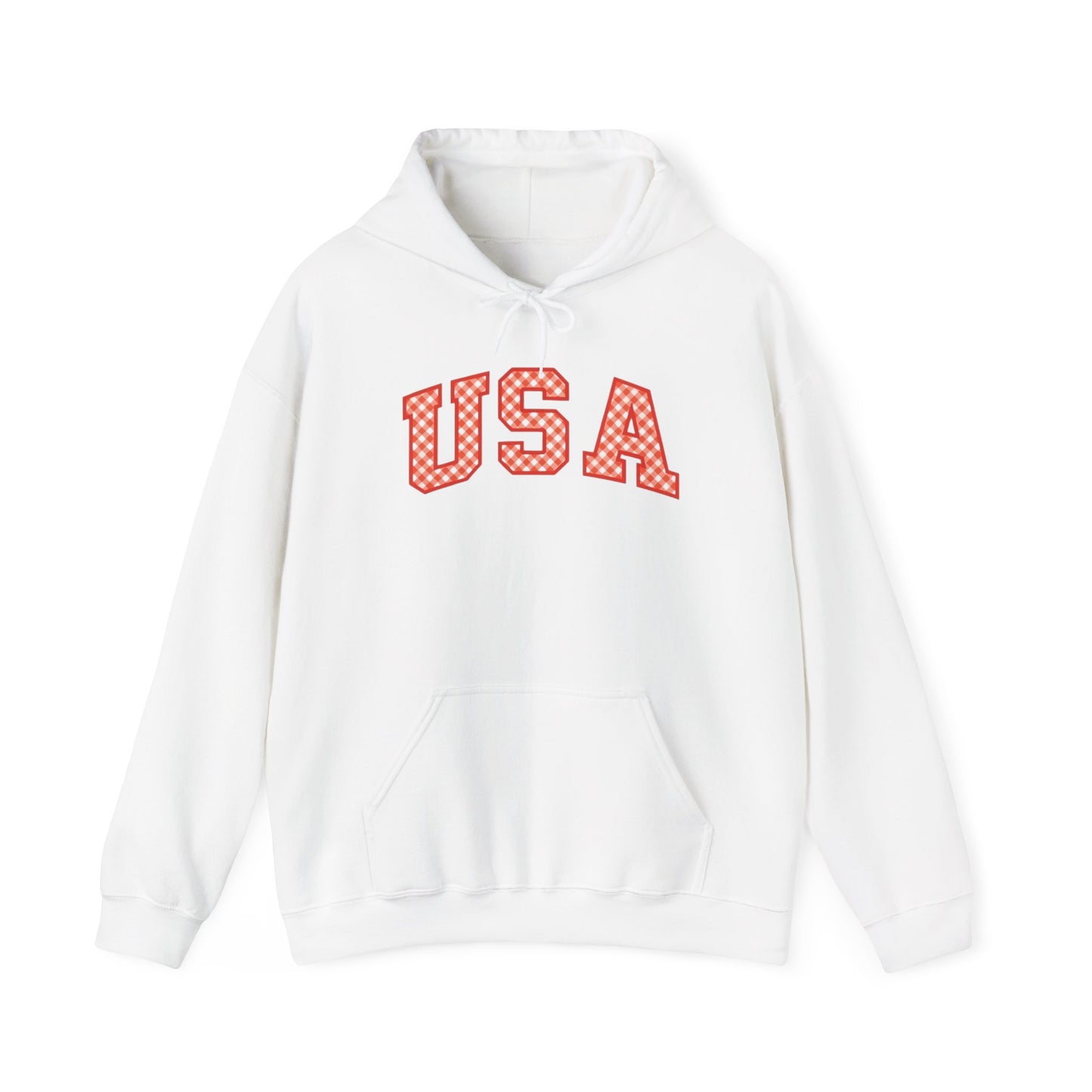 USA Checkerboard Hoodie – Retro Patriotic Graphic Sweatshirt