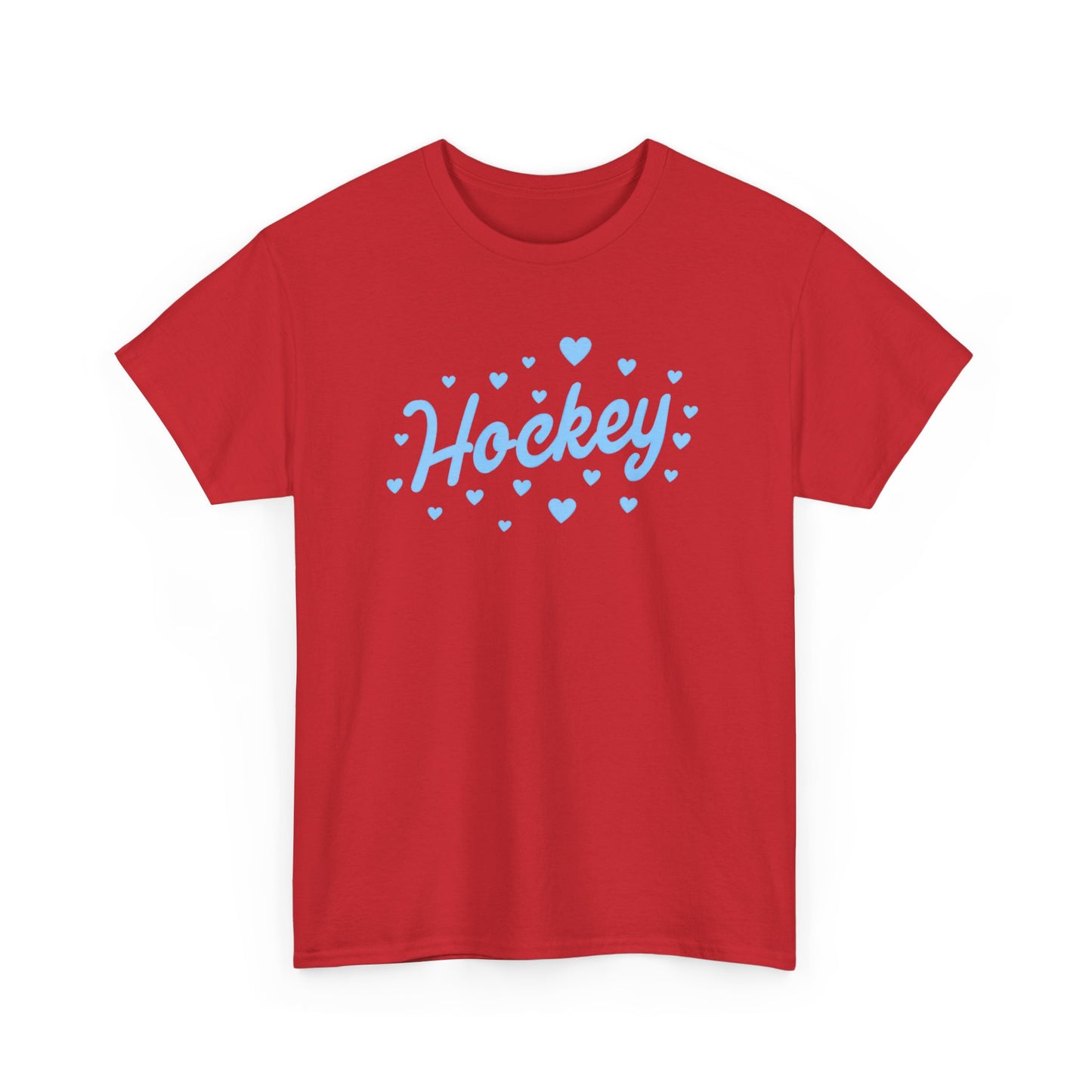 Hockey Heart Tee — Cute Light Blue Script Hockey Shirt