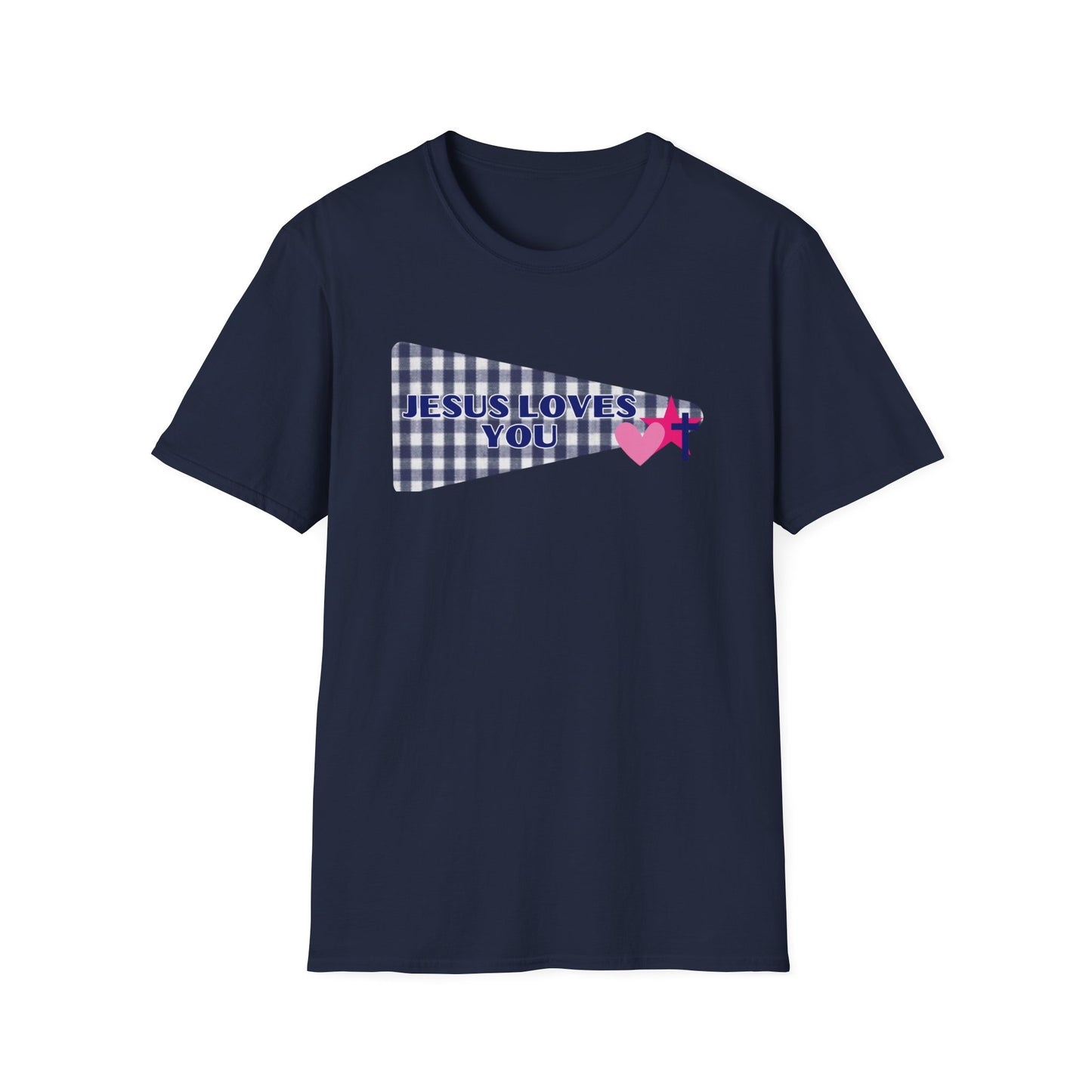 Jesus Loves You Pennant T-Shirt — Christian Faith Check Tee