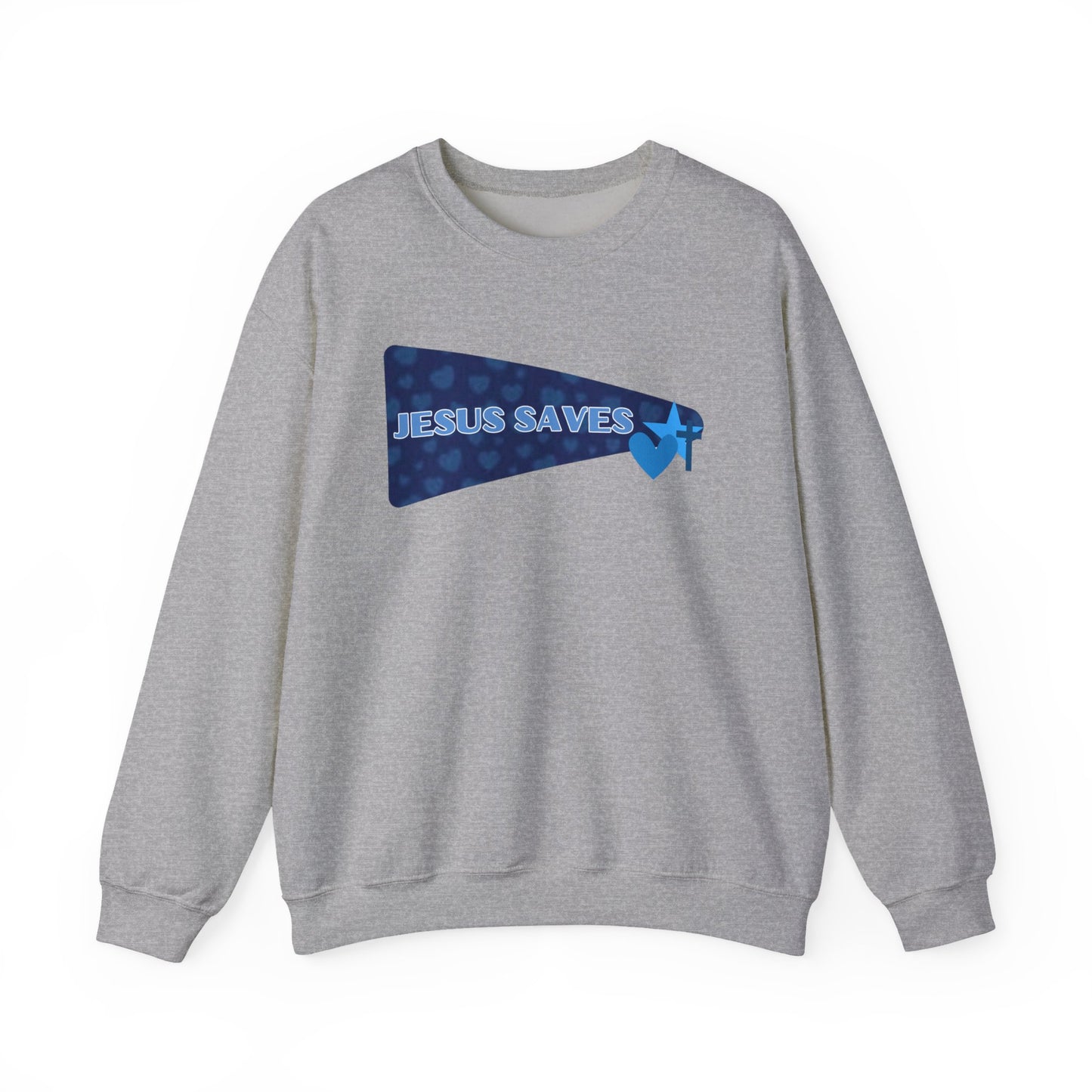 Jesus Saves Crewneck Sweatshirt — Christian Faith Graphic Pullover
