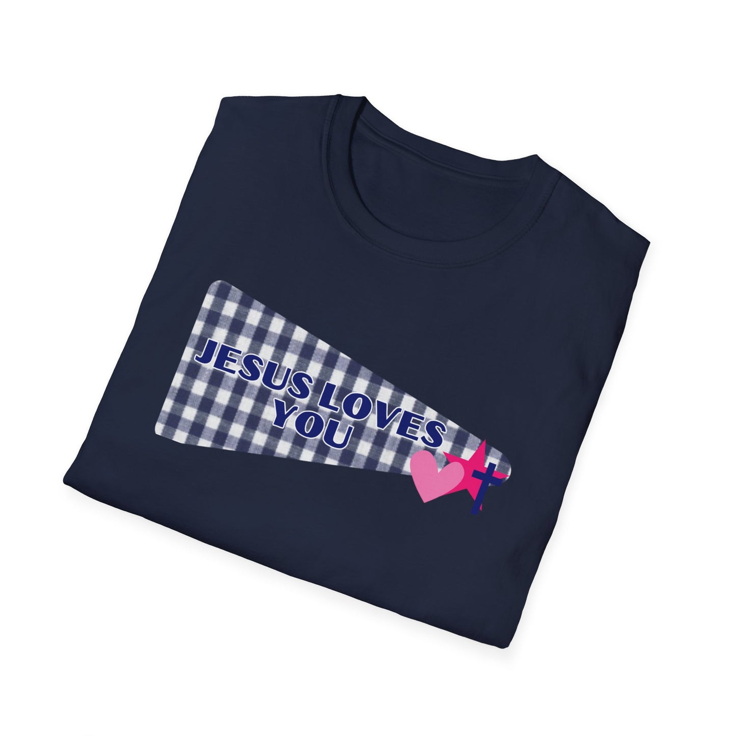 Jesus Loves You Pennant T-Shirt — Christian Faith Check Tee