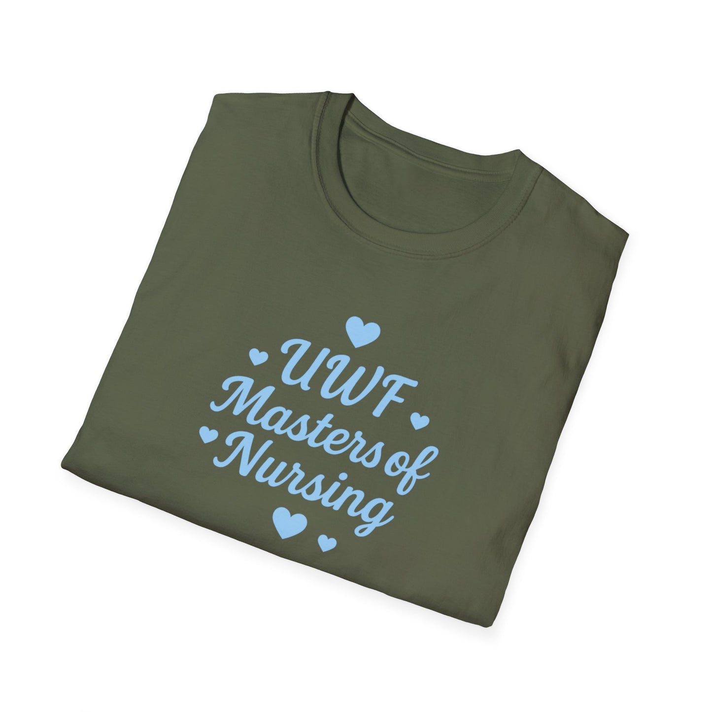 UWF Masters of Nursing T-Shirt — Light Blue Heart Nursing School Tee