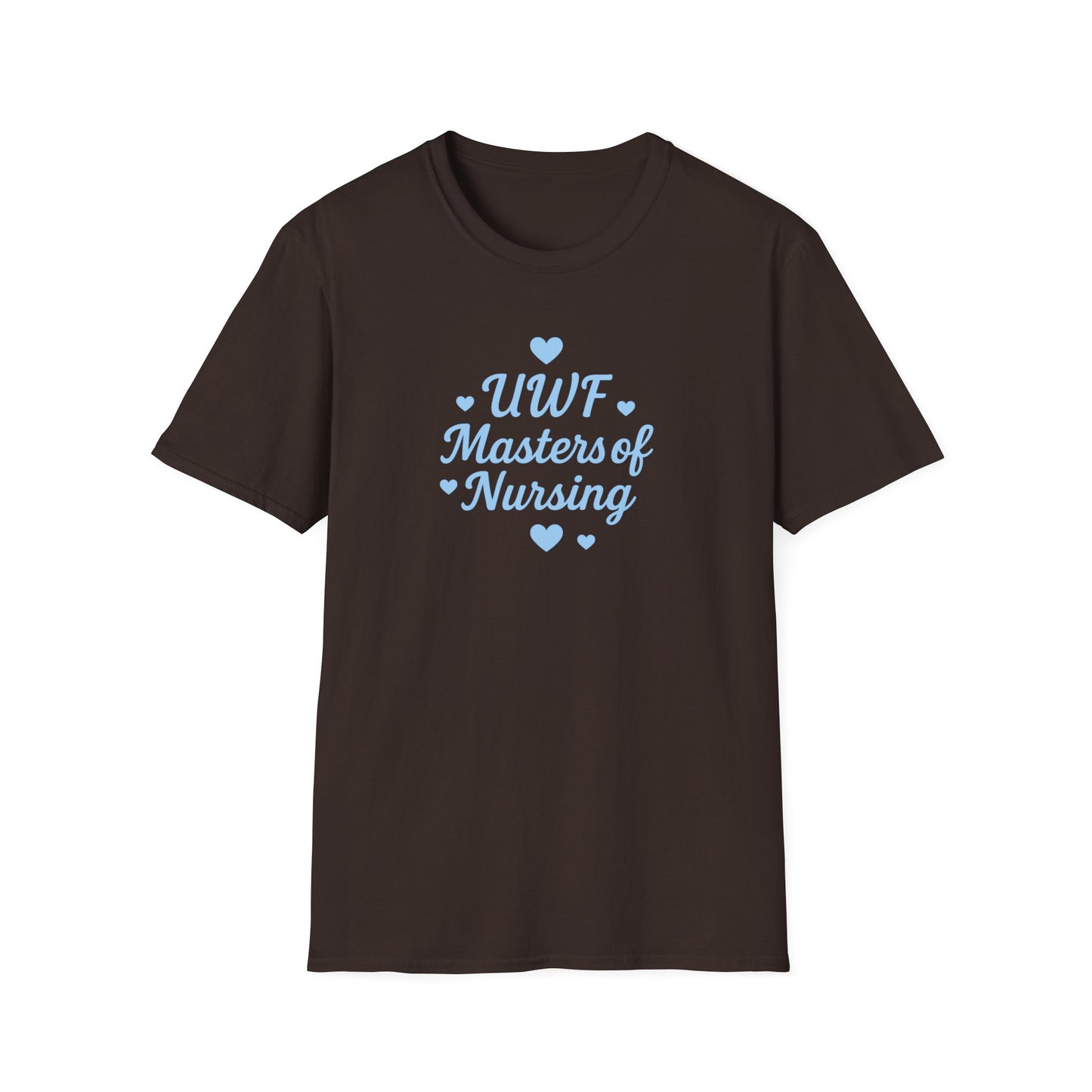 UWF Masters of Nursing T-Shirt — Light Blue Heart Nursing School Tee
