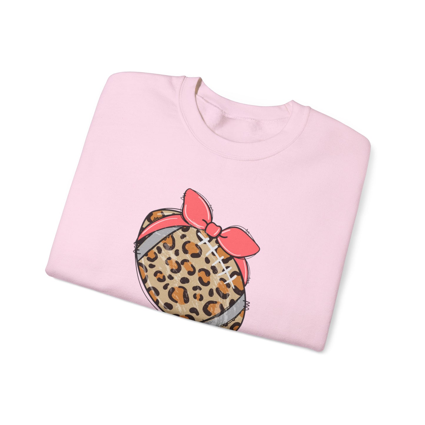 Leopard Print Football Sweatshirt with Pink Bandana — Cute Game Day Crewneck