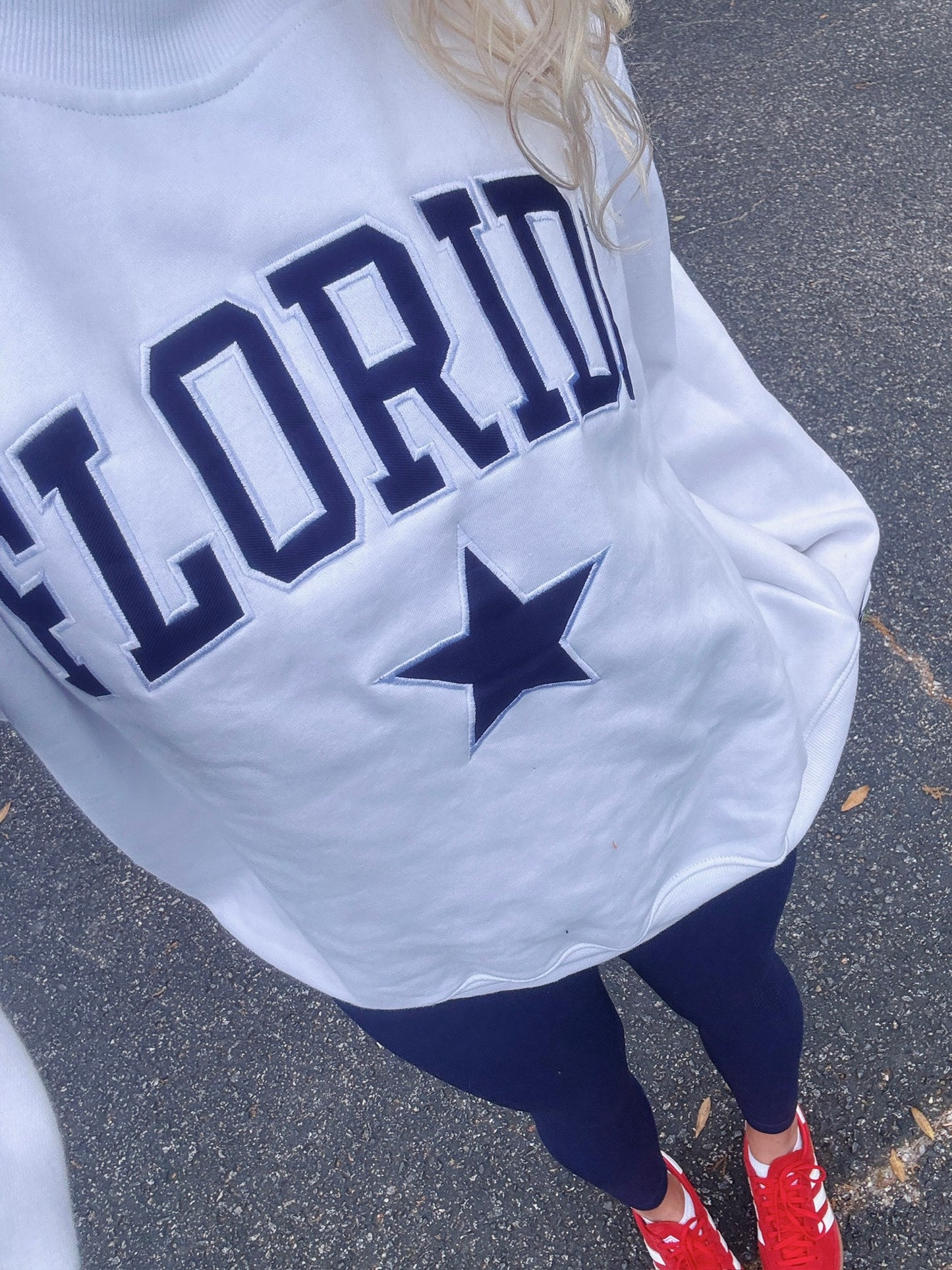 WHITE FLORIDA STAR MOCK NECK