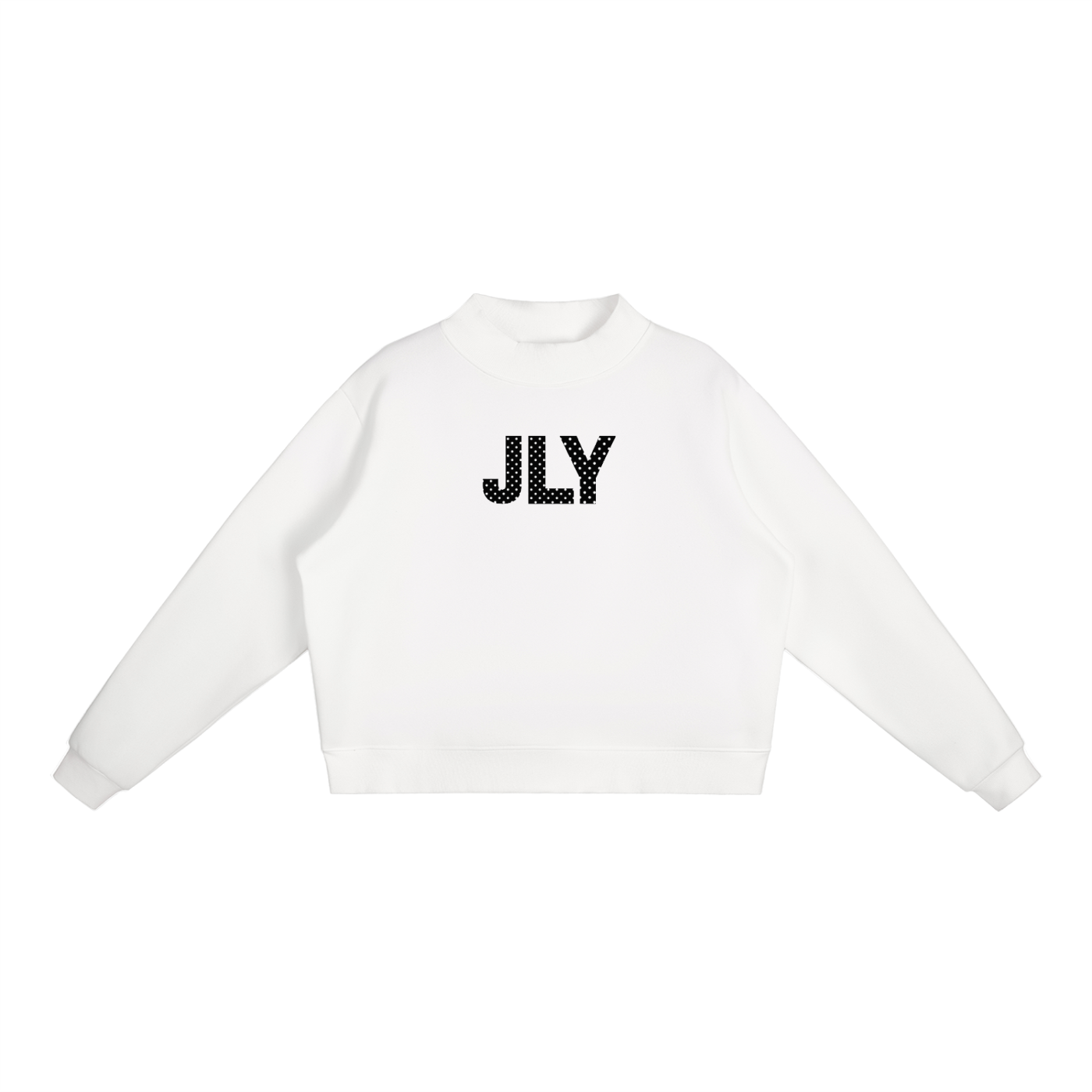 JLY Polka Dot Essential Fleece Mock-Neck Crew Sweatshirt