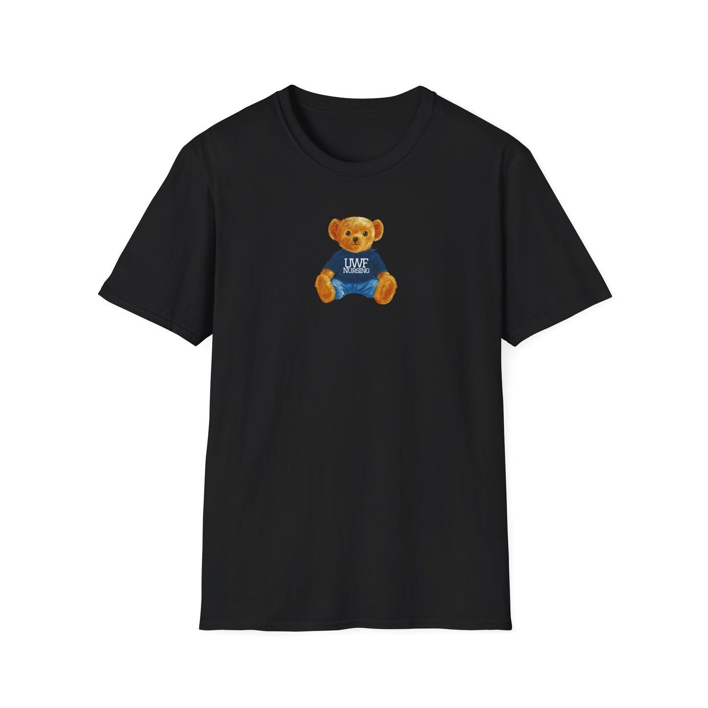 Teddy Bear Graphic T-Shirt — Cute Bear Wearing 'UWF NURSING' Sweater
