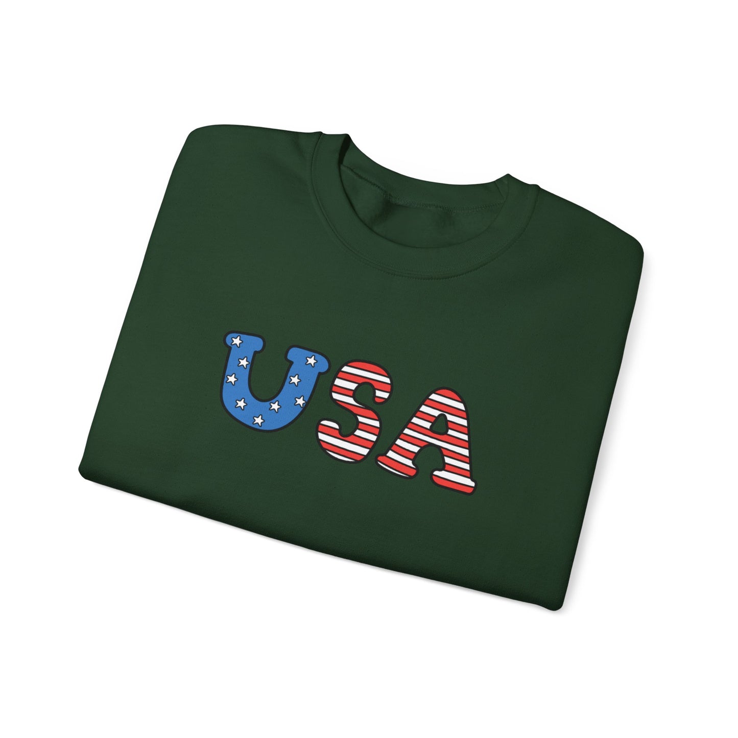 USA Flag Graphic Sweatshirt — Patriotic Crewneck