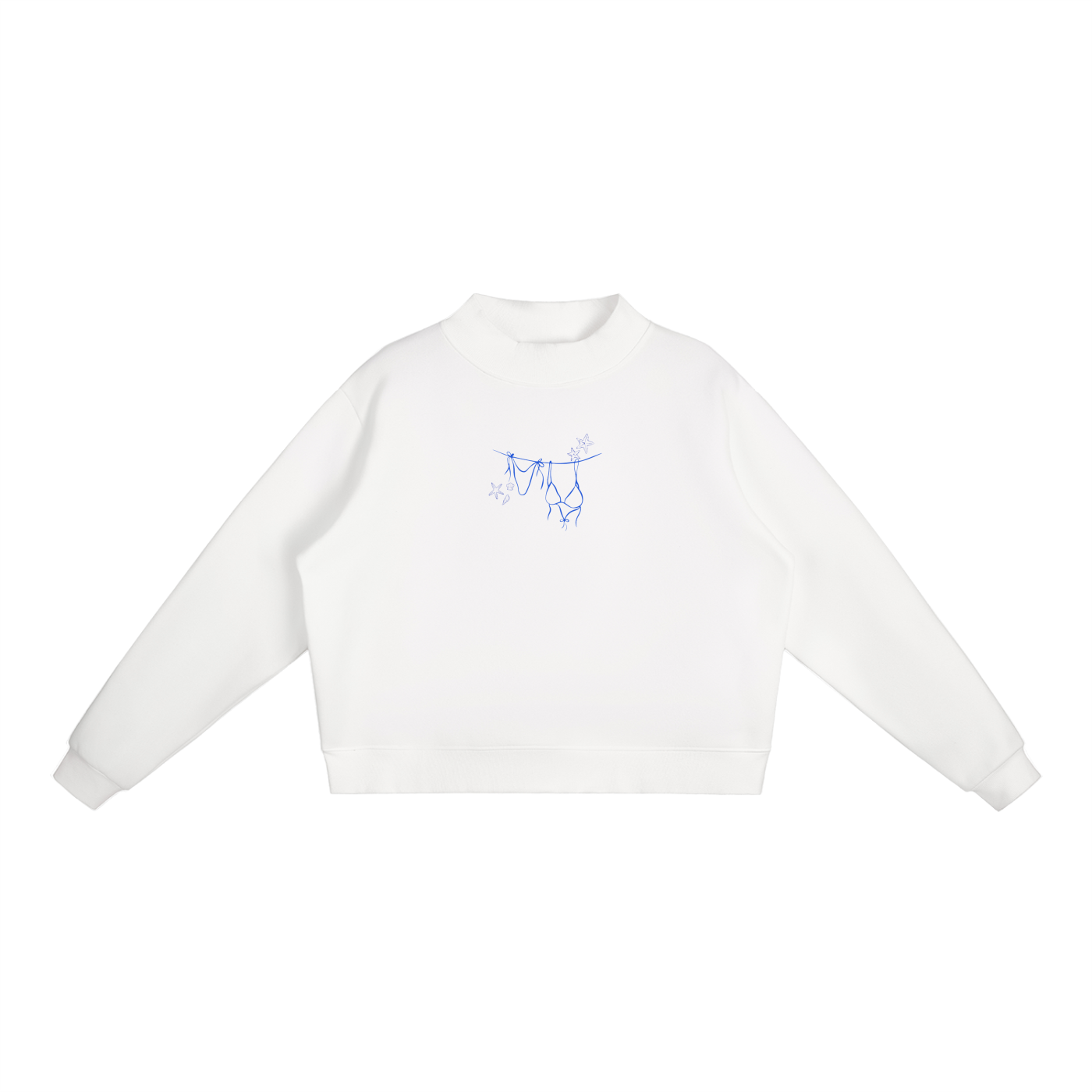 Logo Bikini Fleece Mock-Neck Crew Sweatshirt