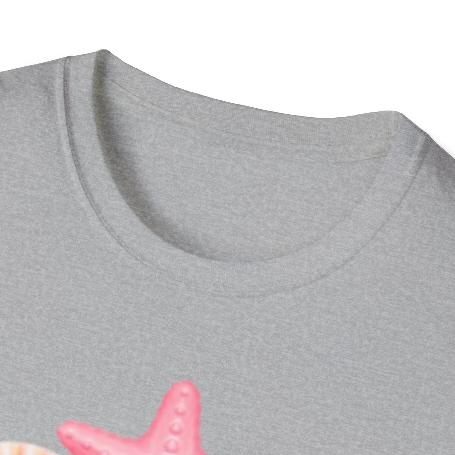 Seashell & Starfish Beach T-Shirt — Pink Coastal Summer Tee