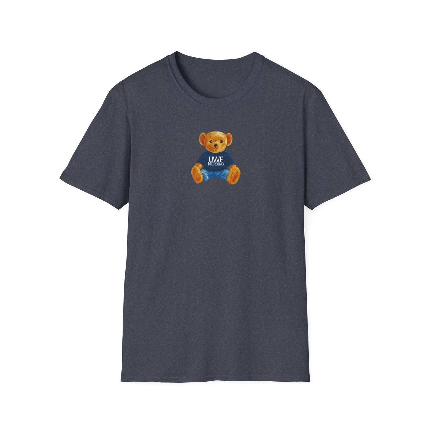 Teddy Bear Graphic T-Shirt — Cute Bear Wearing 'UWF NURSING' Sweater