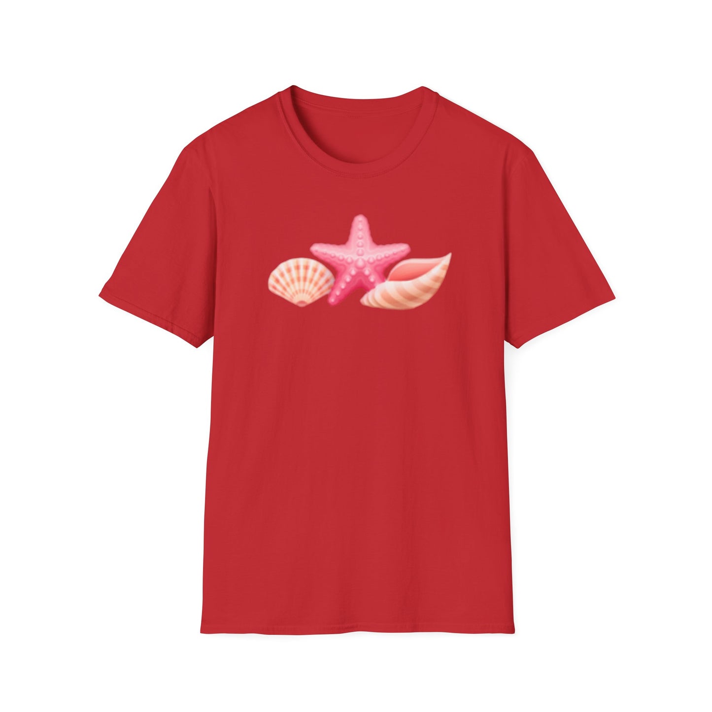 Seashell & Starfish Beach T-Shirt — Pink Coastal Summer Tee
