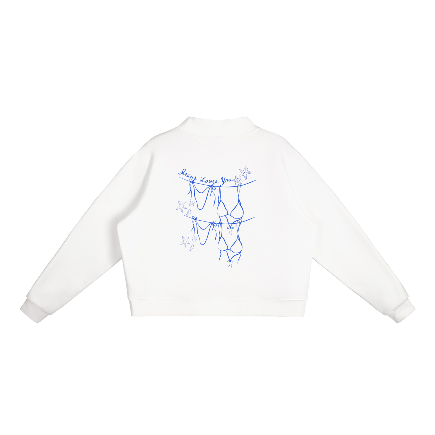 Jesus Loves You Bikini Essential Fleece Mock-Neck Crew Sweatshirt