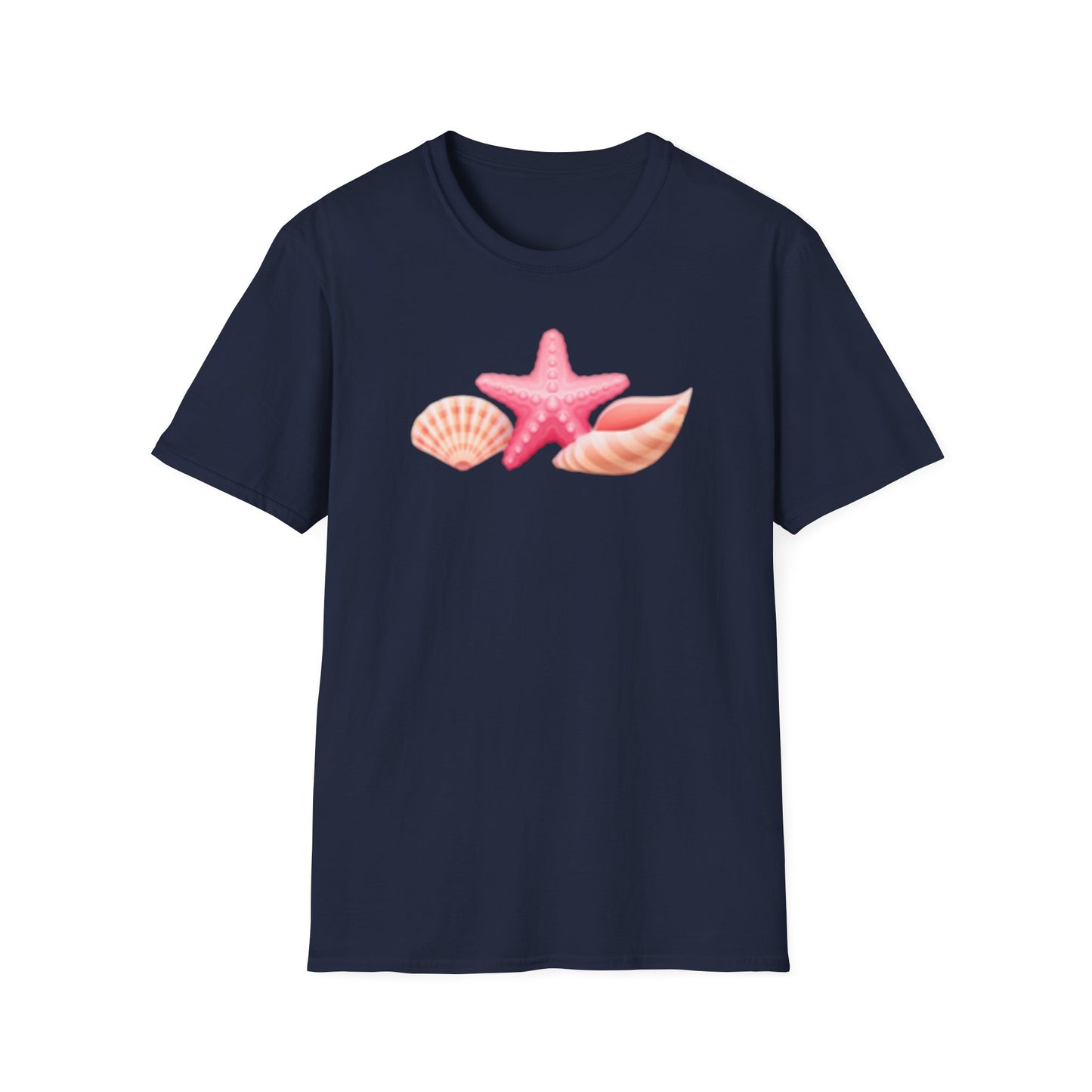 Seashell & Starfish Beach T-Shirt — Pink Coastal Summer Tee
