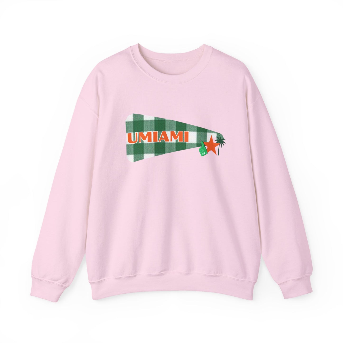 University Pennant Crewneck Sweatshirt – "UMIAMI" Green Plaid Vintage Pennant Design