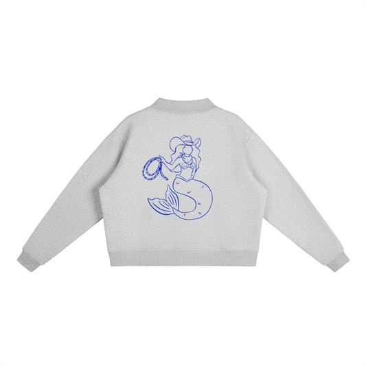 Coastal Mermaid Essential Fleece Mock-Neck Crew Sweatshirt