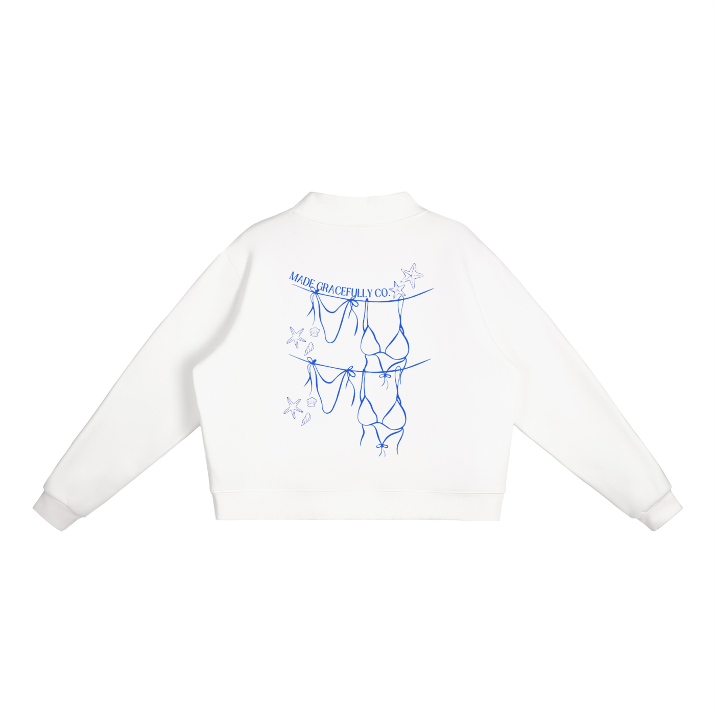 Logo Bikini Fleece Mock-Neck Crew Sweatshirt