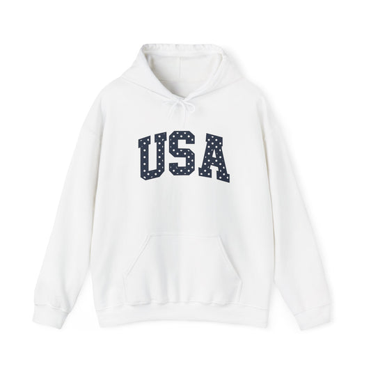 USA Stars Hoodie — Patriotic American Flag Lettering Pullover