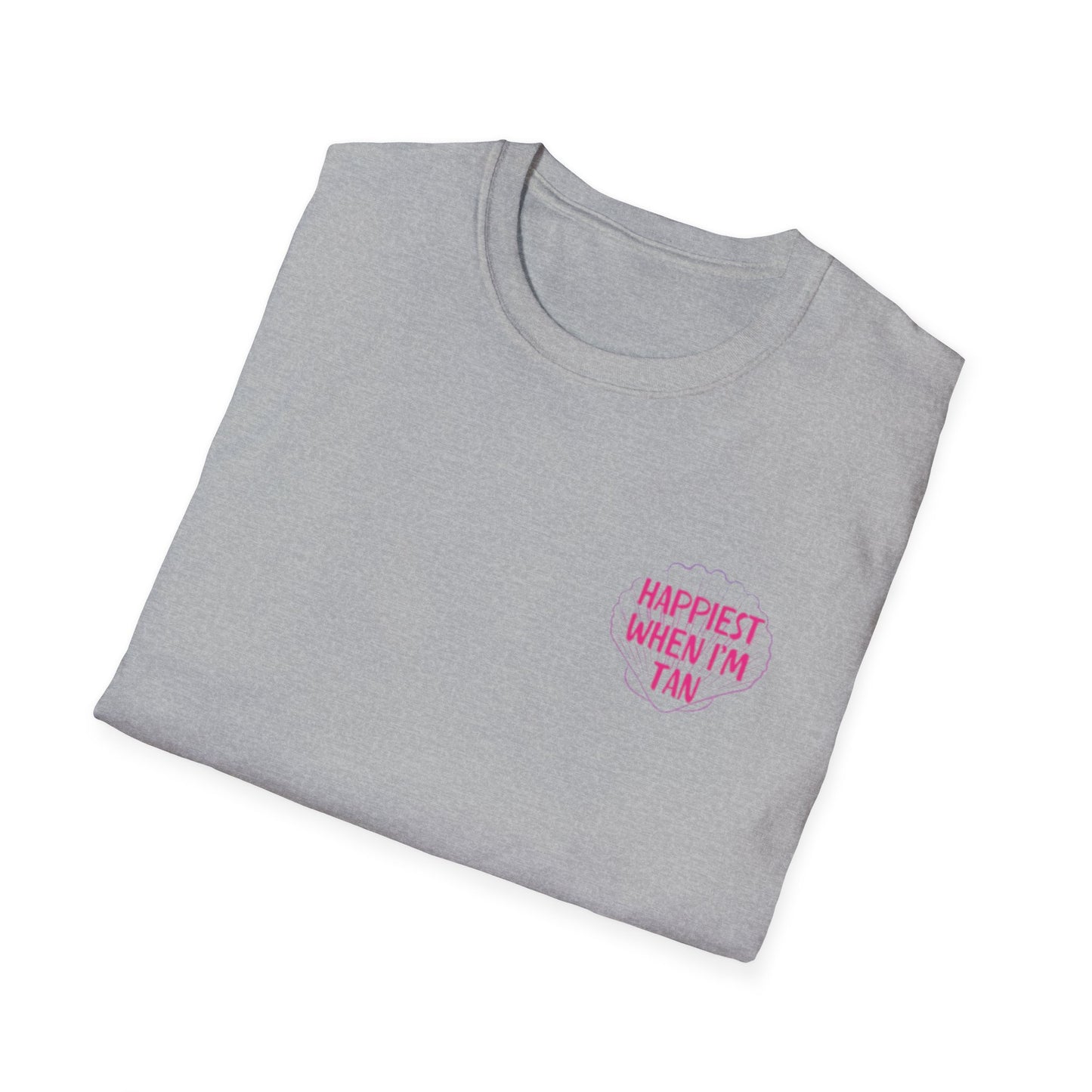 T-Shirt — "Happiest When I'm Tan" Pink Beach Tee