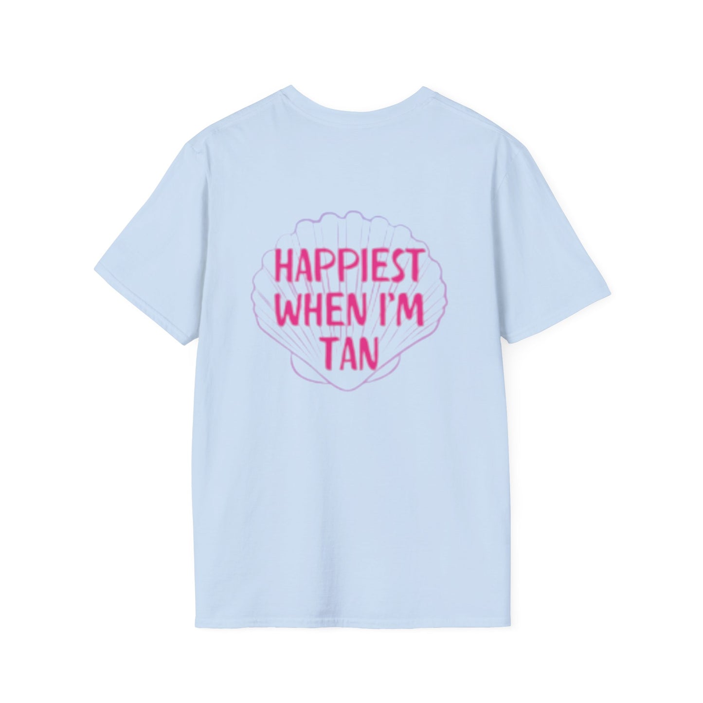 T-Shirt — "Happiest When I'm Tan" Pink Beach Tee