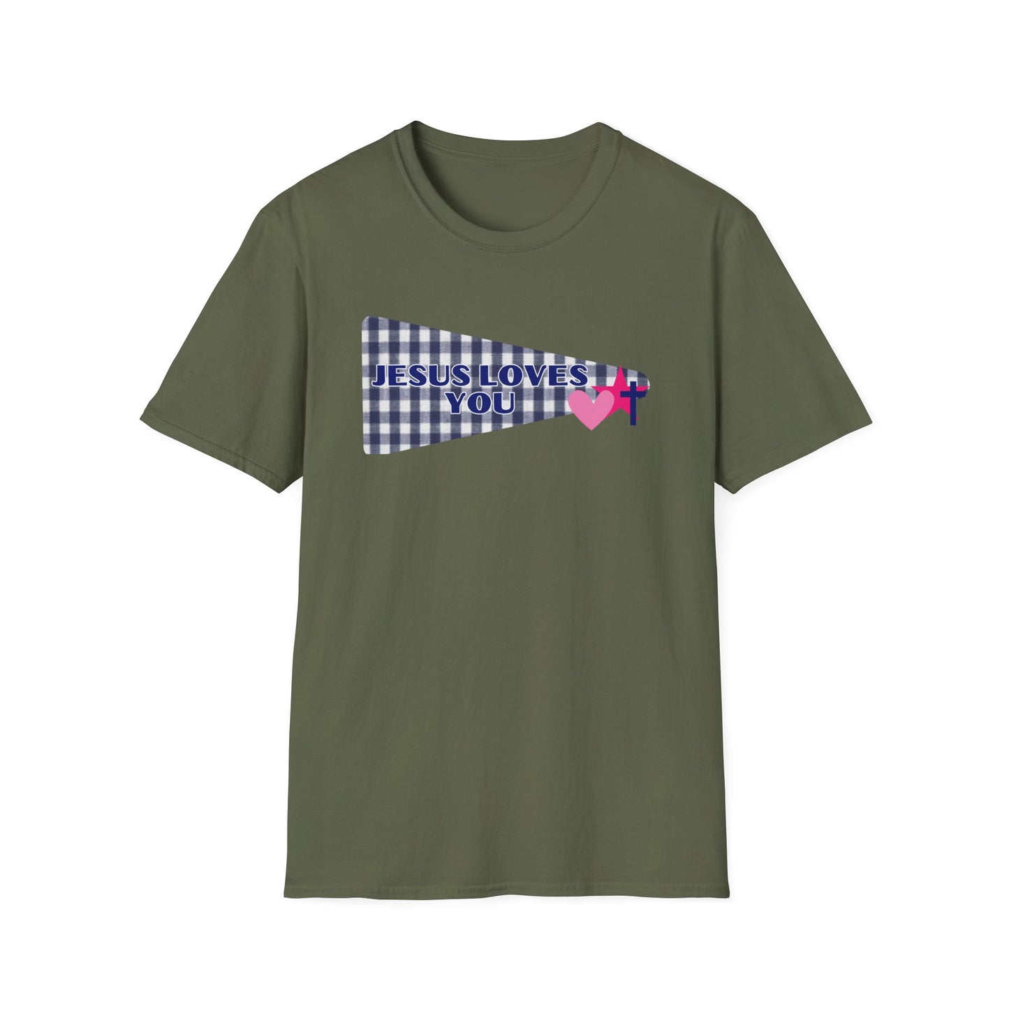Jesus Loves You Pennant T-Shirt — Christian Faith Check Tee