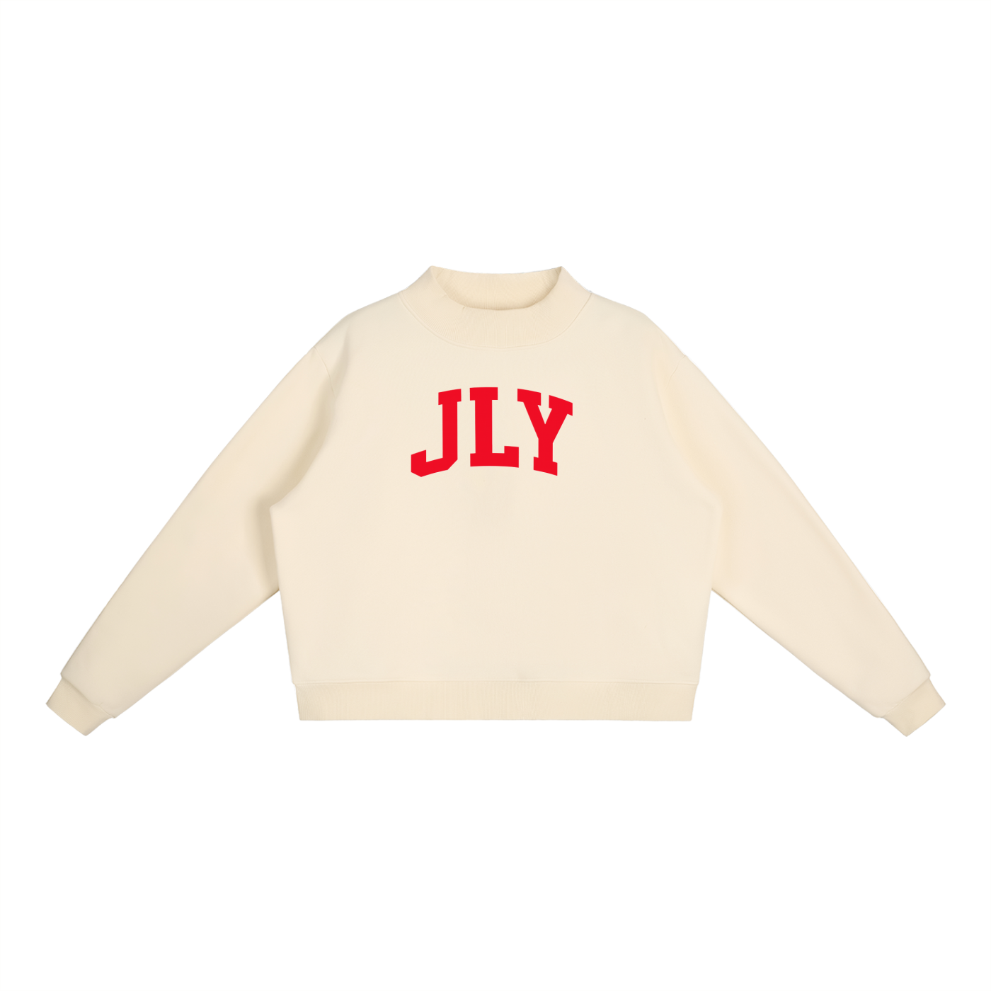JLY Red Essential Fleece Mock-Neck Crew Sweatshirt
