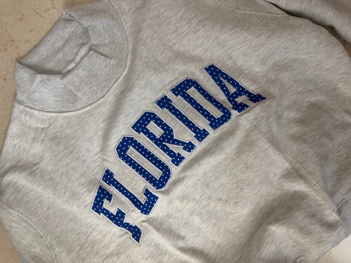 Ash and royal polka florida mockneck