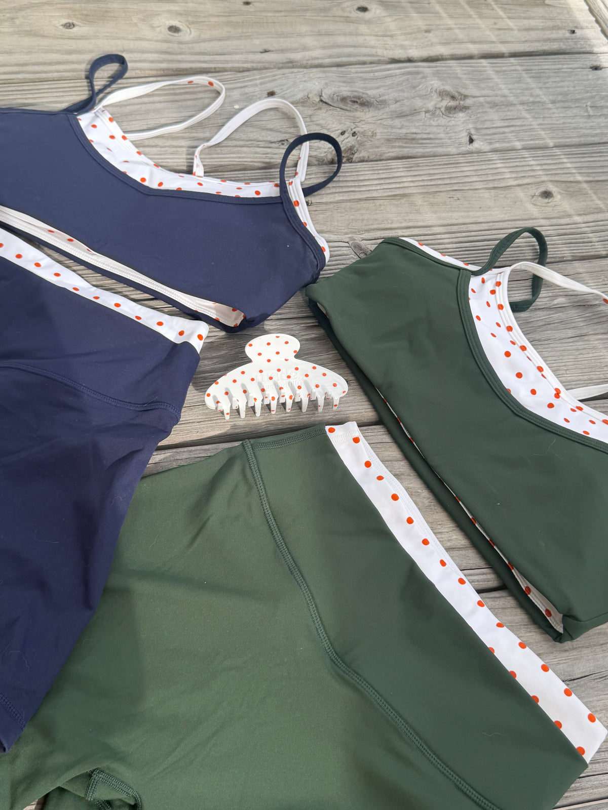 PINE AND ORANGE POLKA DOUBLE LAYER ACTIVEWEAR *SET*
