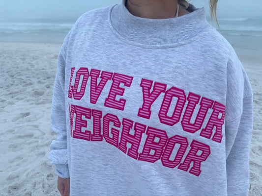 LOVE YOUR NEIGHBOR MOCK NECK- PINK FUSION