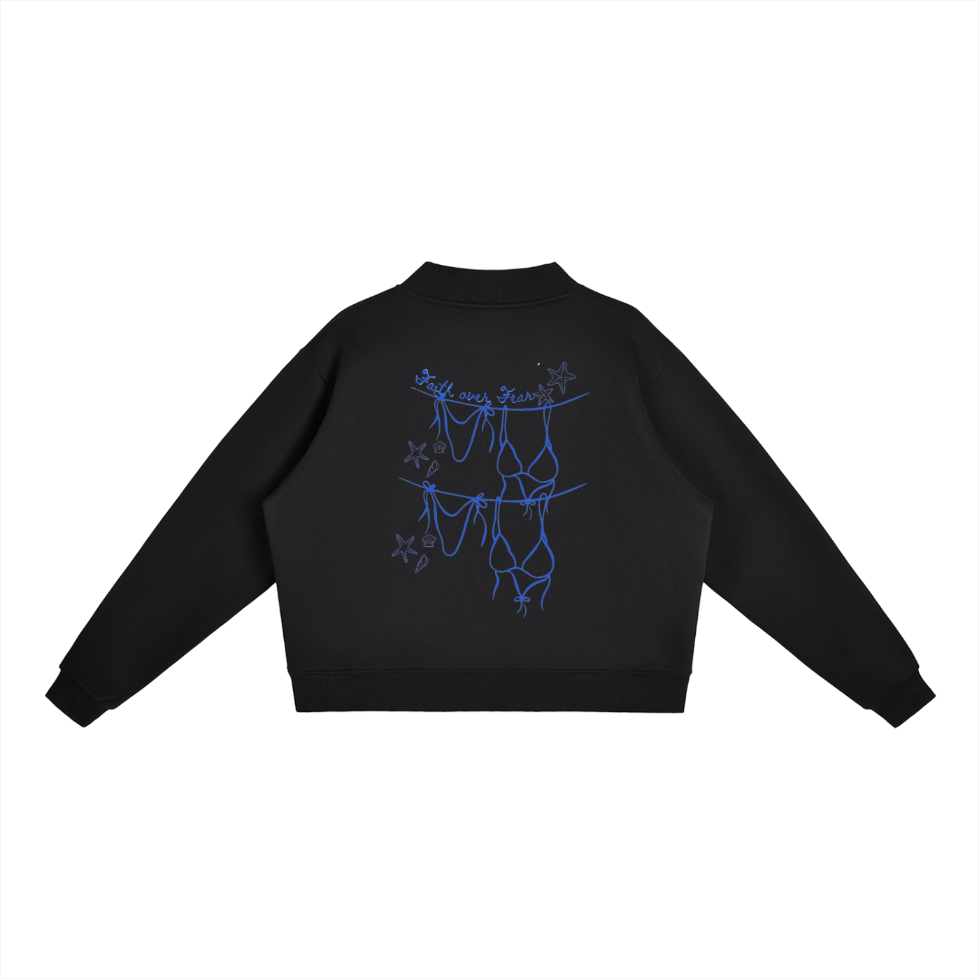 Faith Over Fear Fleece Mock-Neck Crew Sweatshirt