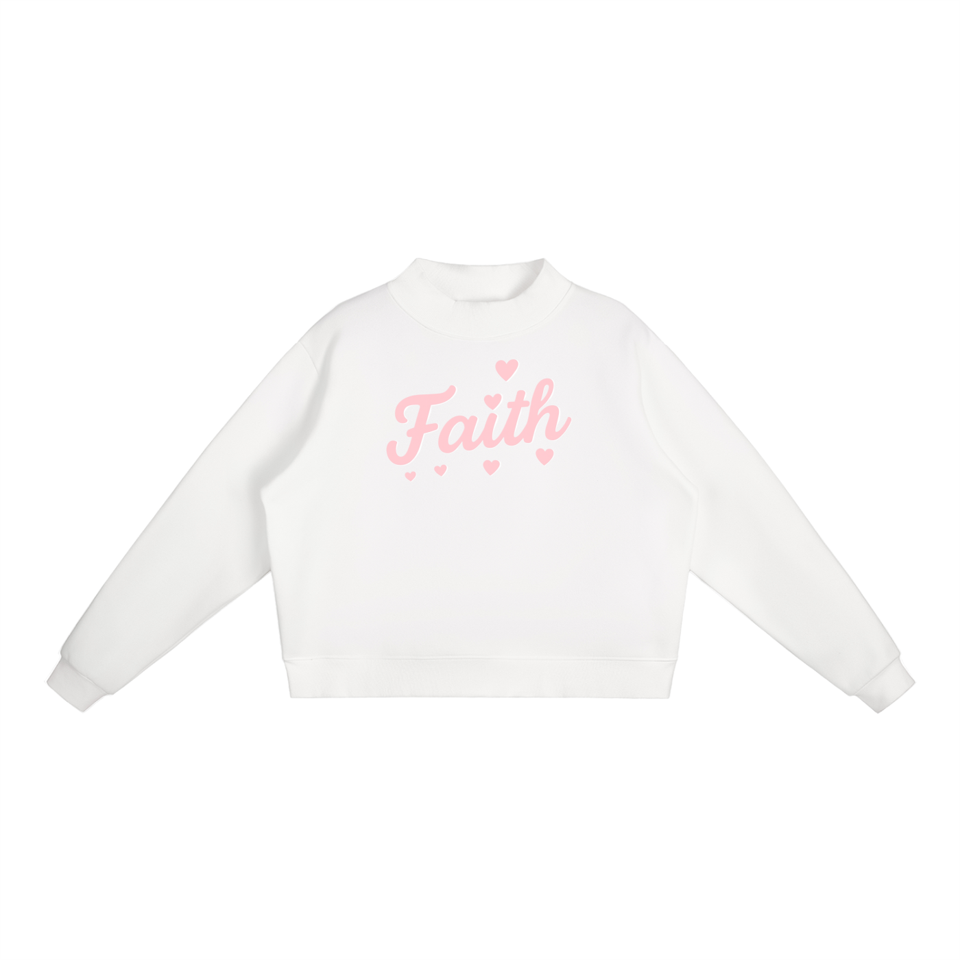 Faith Hearts Essential Fleece Mock-Neck Crew Sweatshirt
