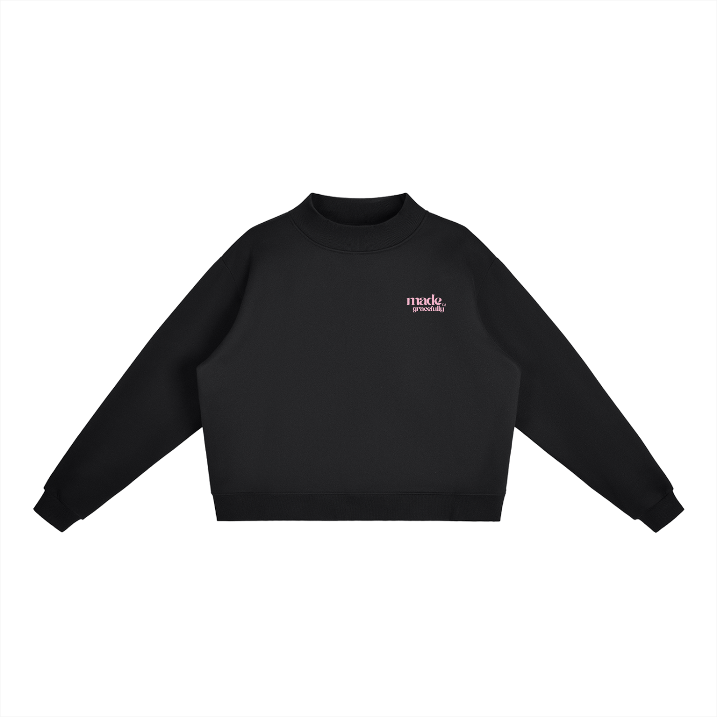 Pink Bikini Logo Essential Fleece Mock-Neck Crew Sweatshirt