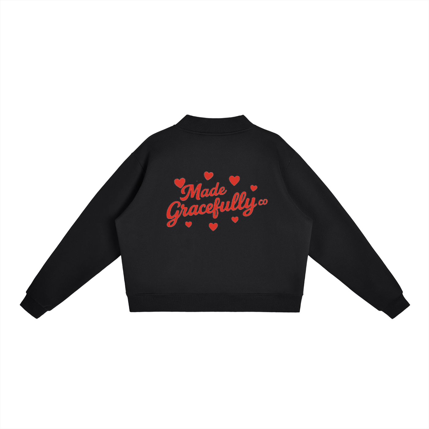 Heart Logo Fleece Mock-Neck Crew Sweatshirt