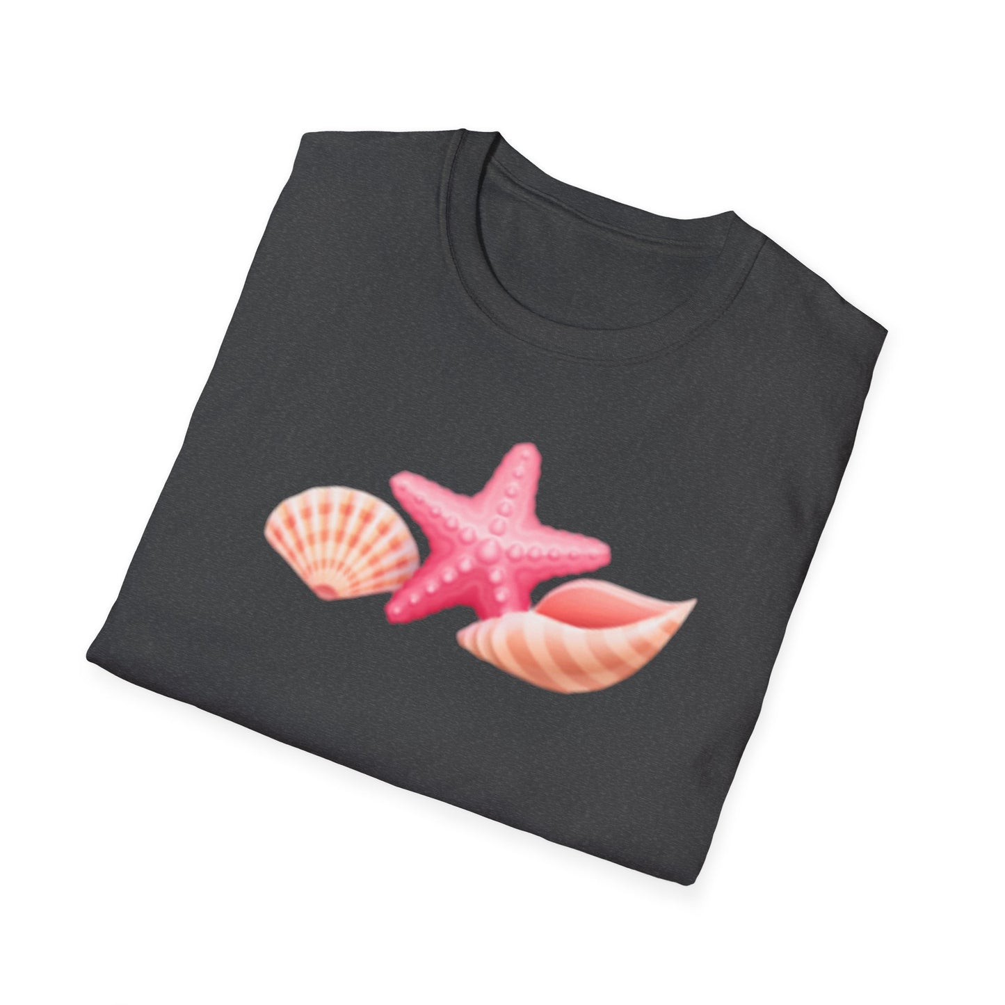 Seashell & Starfish Beach T-Shirt — Pink Coastal Summer Tee