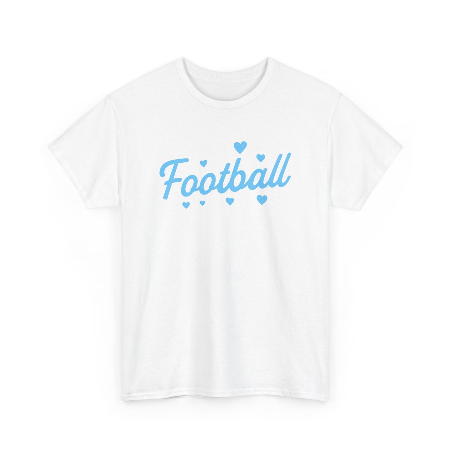 Football Script Tee — Light Blue Heart Sports T-Shirt