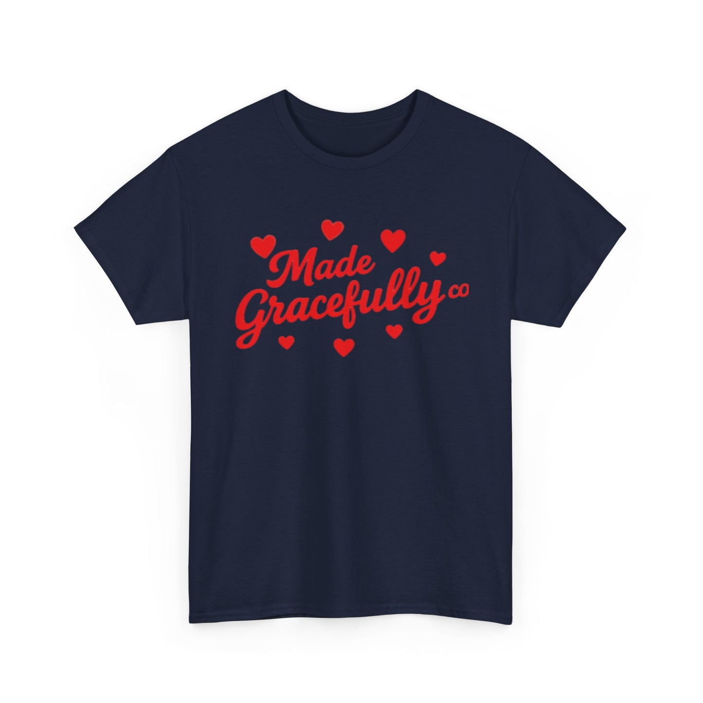 Made Gracefully Tee — Feminine Heart Script Graphic T-Shirt