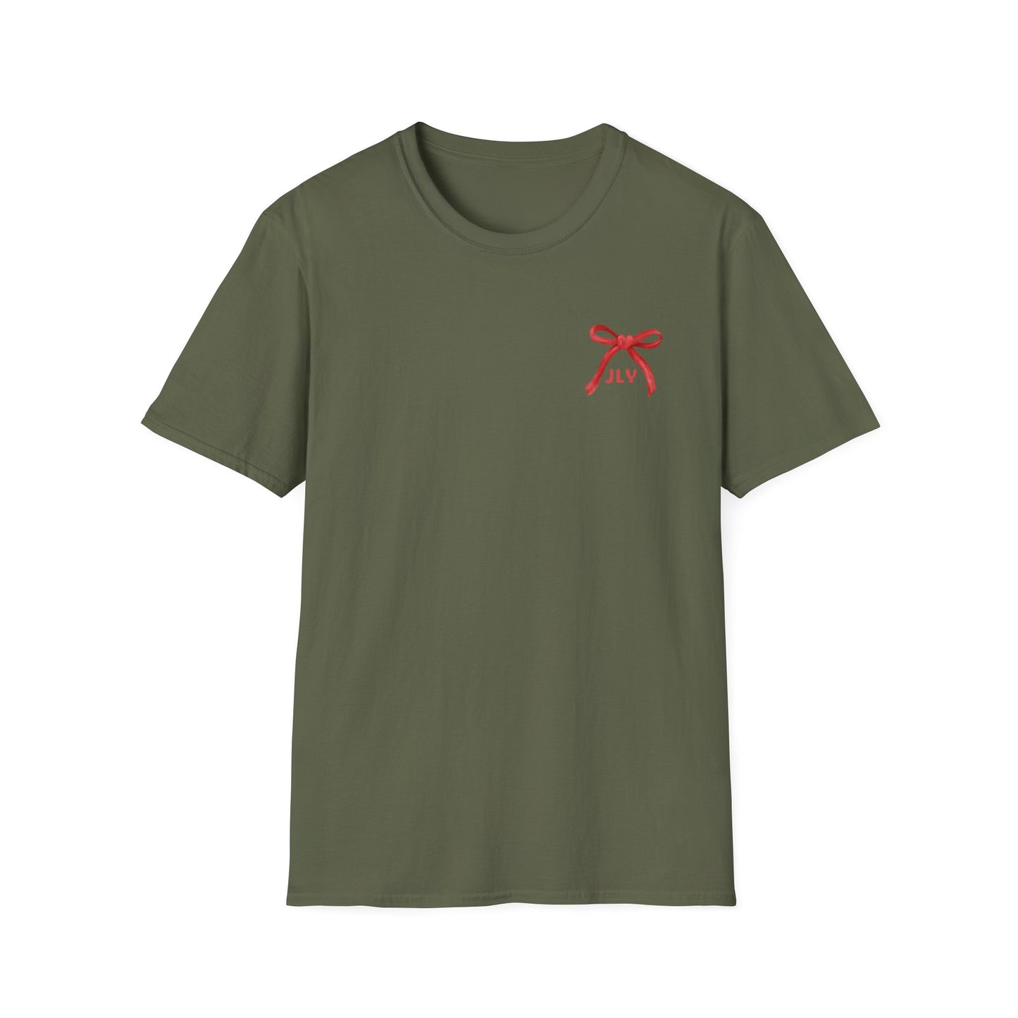 T-Shirt — Red Bow "JLY" Graphic Tee