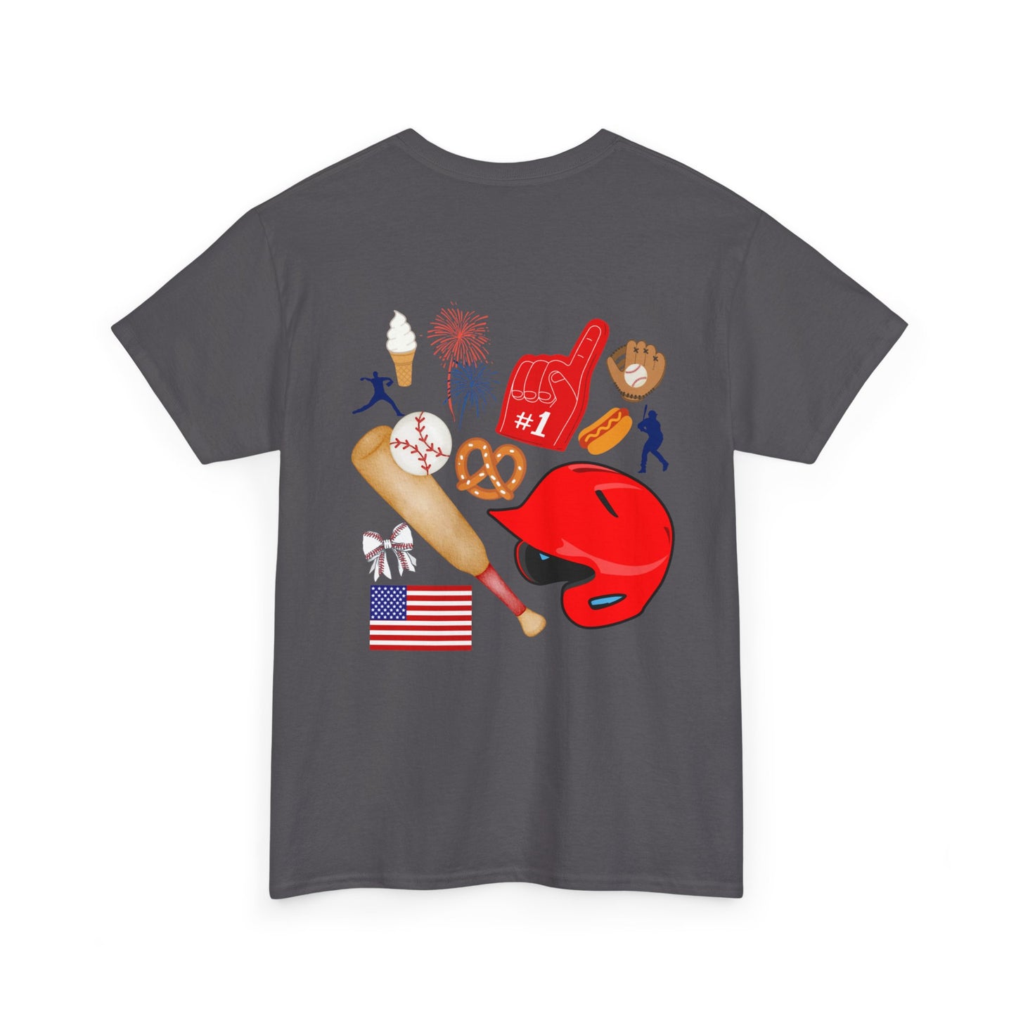 Baseball Heart Patchwork Tee – Patriotic Baseball Gear T‑Shirt