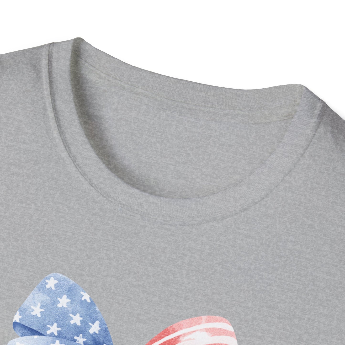 Patriotic USA Flag Bow T-Shirt — Red White Blue 4th of July Tee