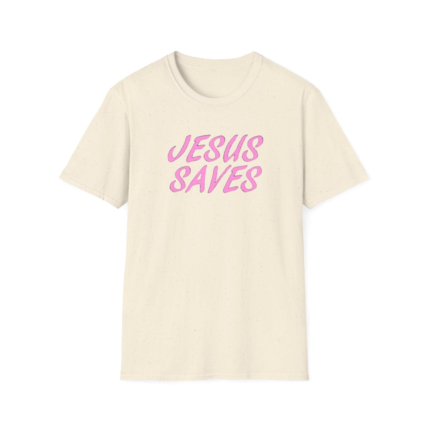 Jesus Saves Pink Script T-Shirt — Christian Faith Graphic Tee