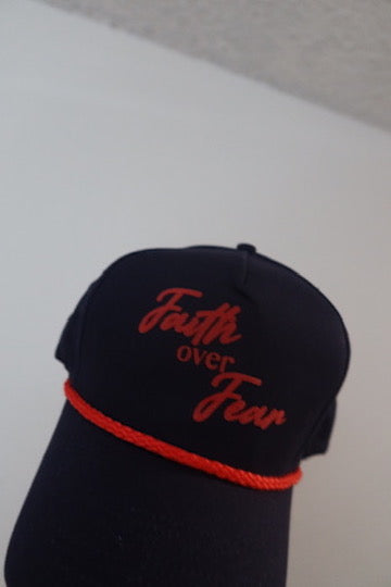 FAITH OVER FEAR- NAVY AND RED HAT