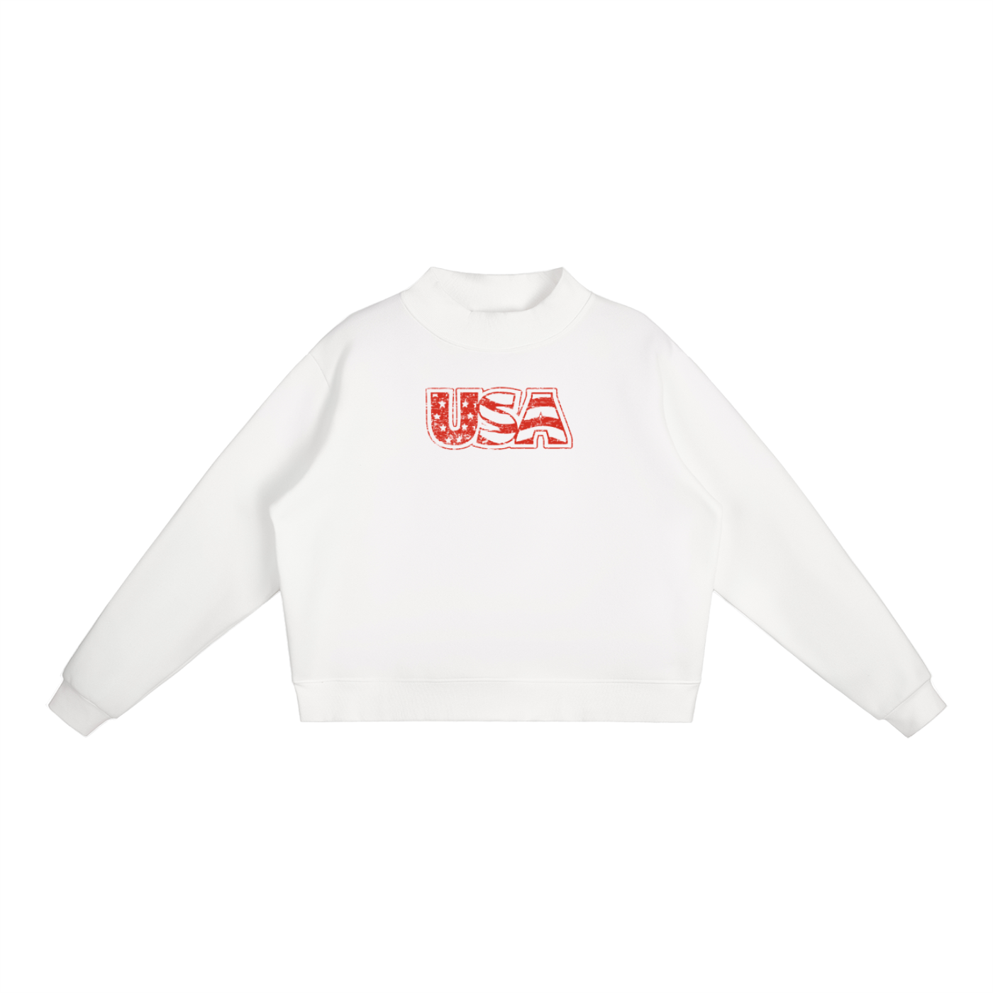 USA  Fleece Mock-Neck Crew Sweatshirt