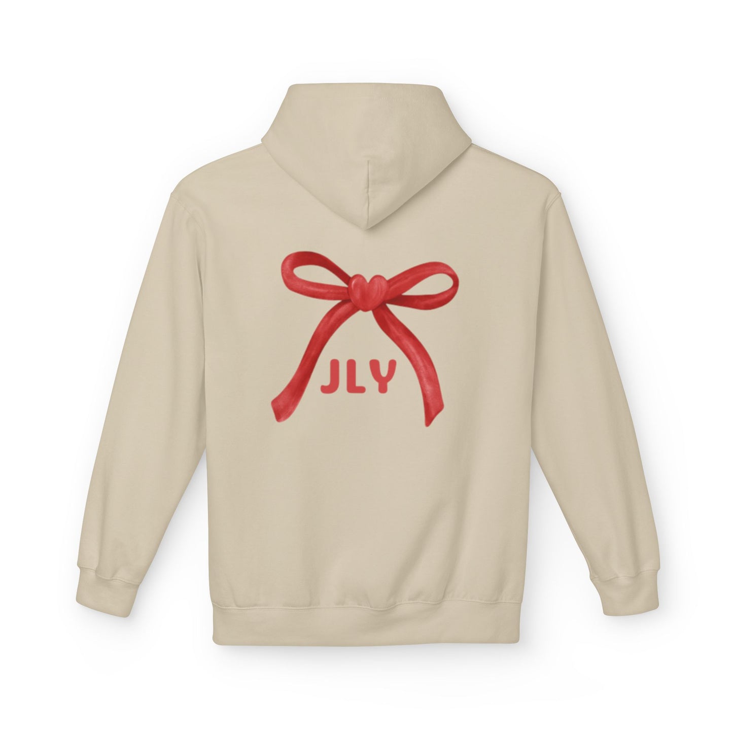 Chic Fleece Hoodie with JLY Bow Design - Perfect for Gift Giving, Cozy Casual Wear, Holiday Celebrations, Unisex Style, Everyday Comfort