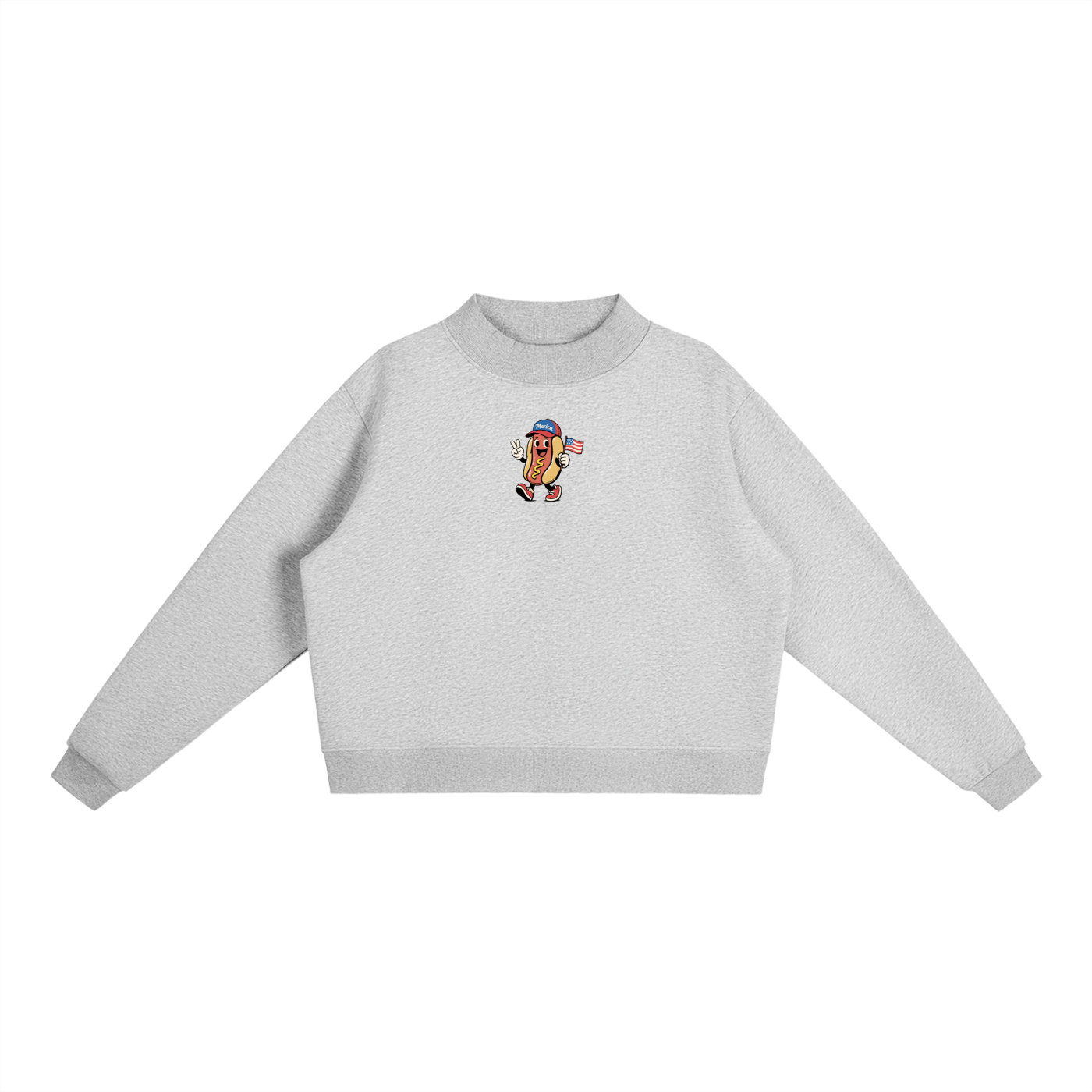 USA Hotdog  Fleece Mock-Neck Crew Sweatshirt