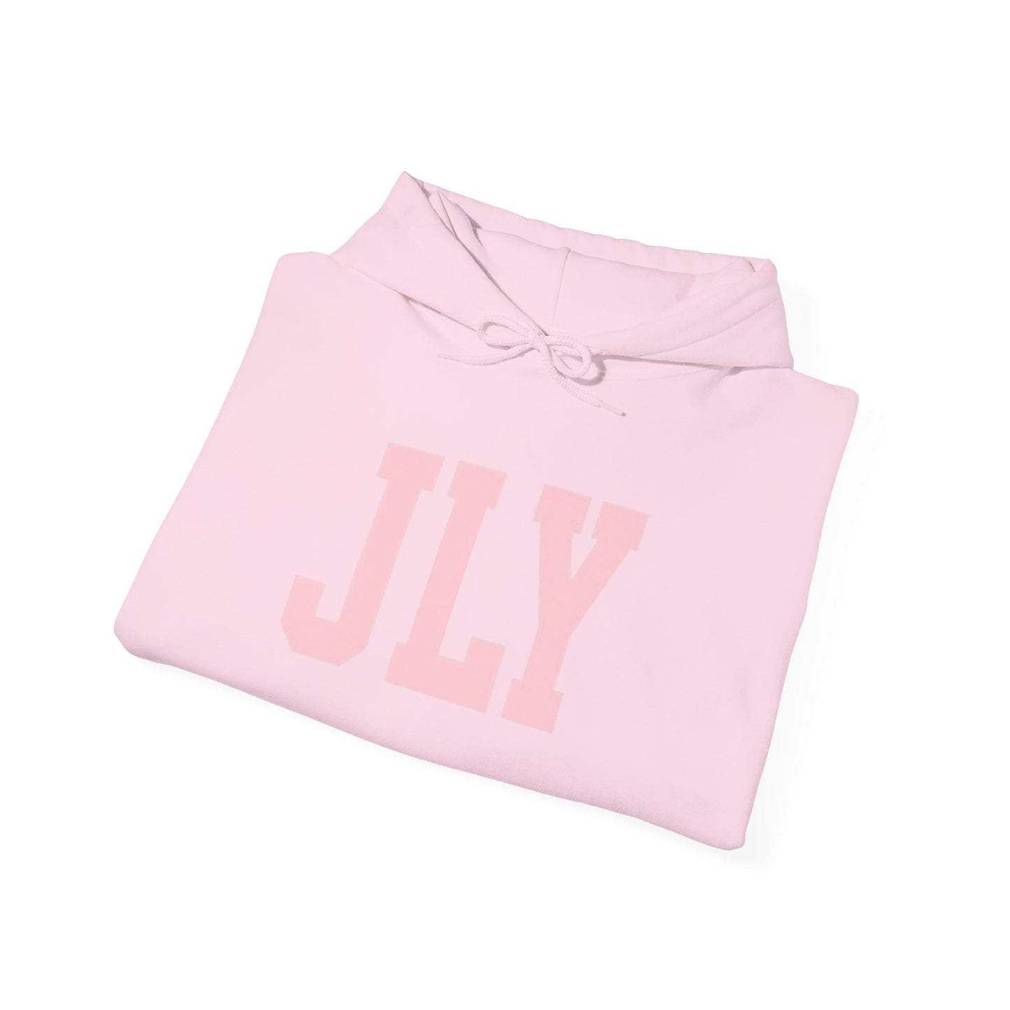 JLY Pink Block Letter Hoodie - Minimal Monogram Pullover