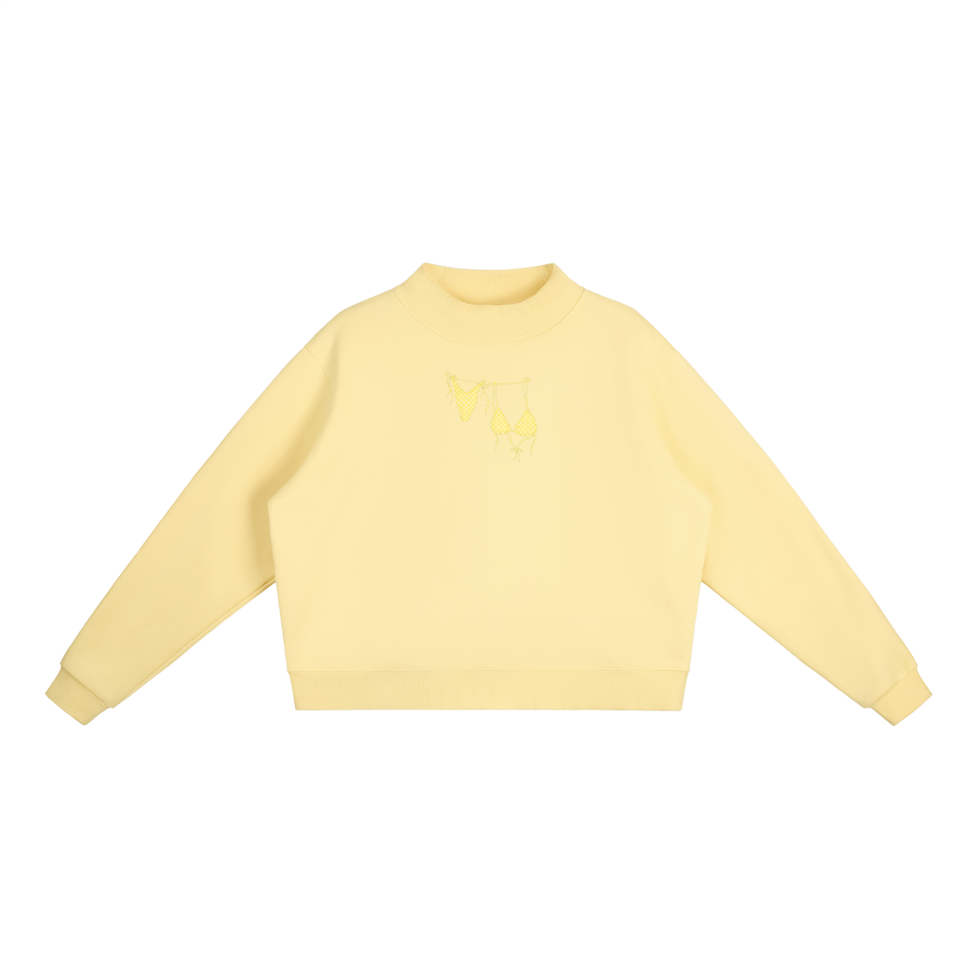 Yellow Bikini Front Essential Fleece Mock-Neck Crew Sweatshirt