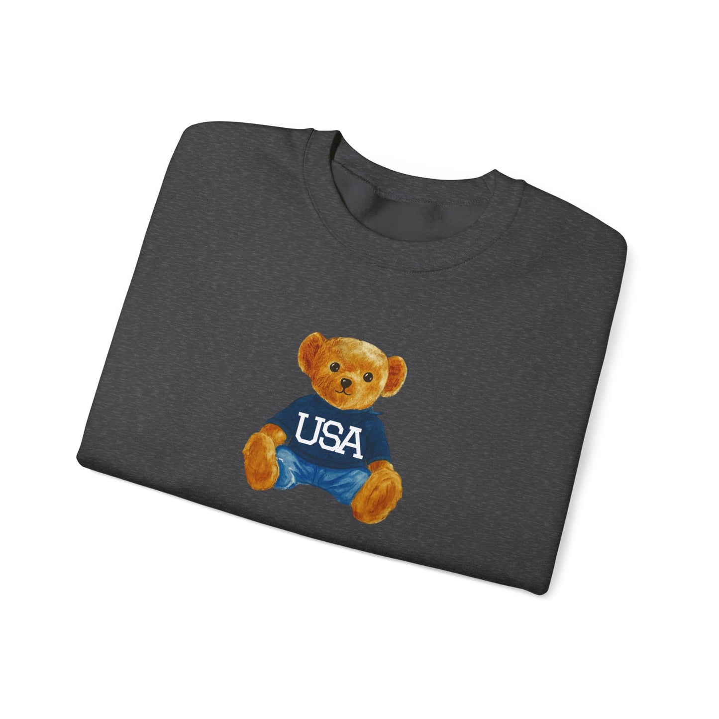 USA Teddy Bear Crewneck Sweatshirt — Cute Patriotic Bear Pullover
