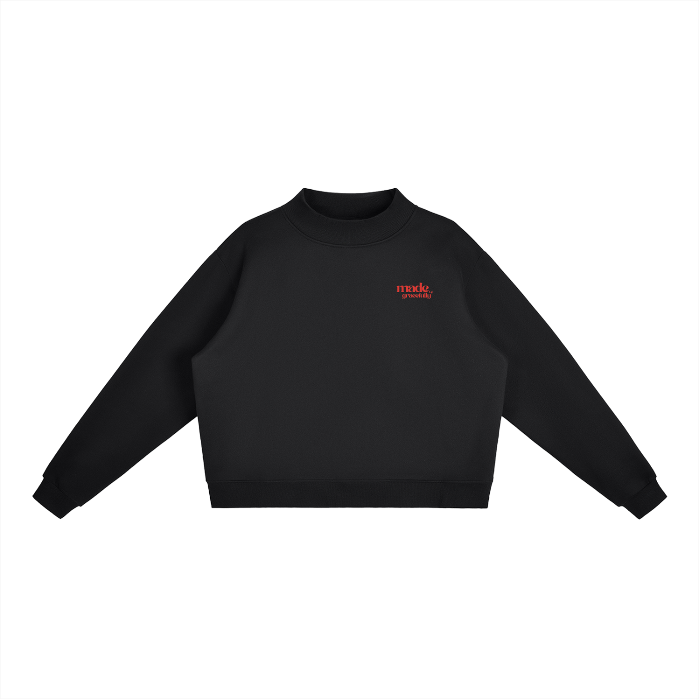 Red Bikini Logo Essential Fleece Mock-Neck Crew Sweatshirt