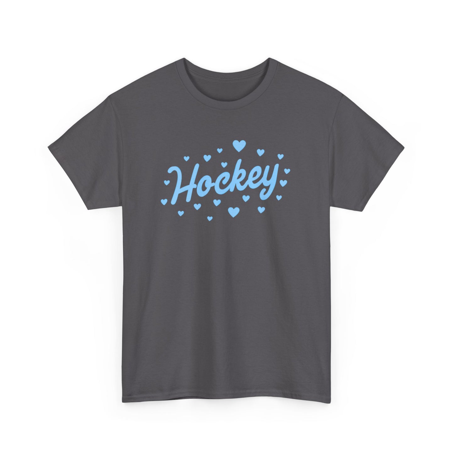Hockey Heart Tee — Cute Light Blue Script Hockey Shirt